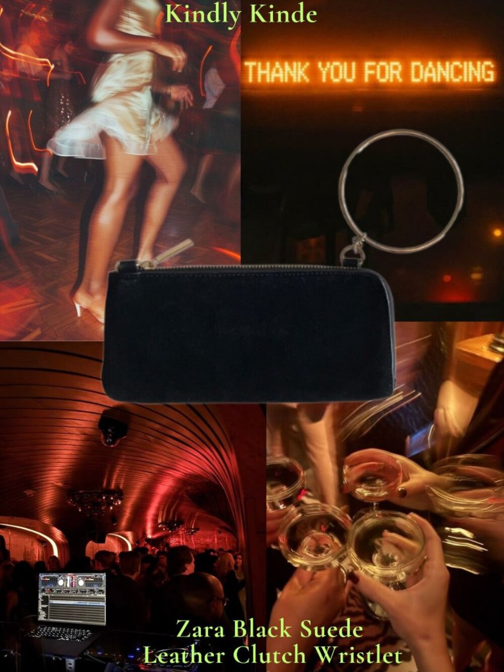 Zara Black Suede Clutch Wristlet Minimalist Clutch